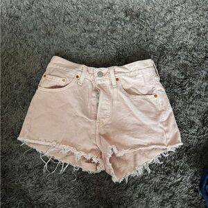 Levi's Light Pink Frayed Jean Shorts